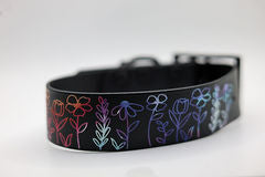 Watercolor Flower Biothane® Dog Collar | 1.5" Black