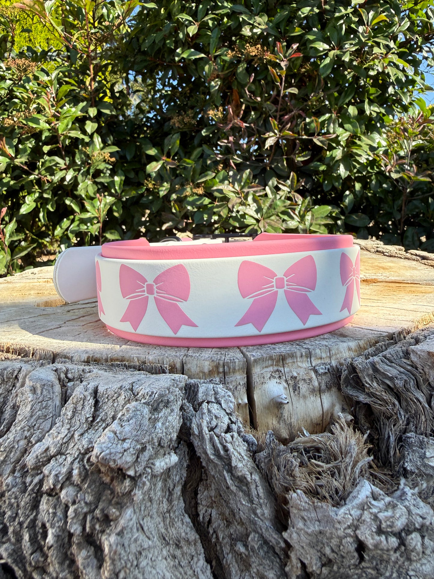 Pink Bow 1.5”/2” Biothane® Dog Collar