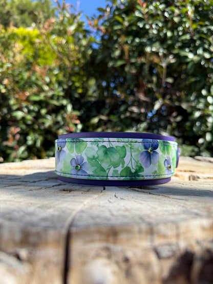 Violet Clover Bloom UV Printed Biothane® Dog Collar