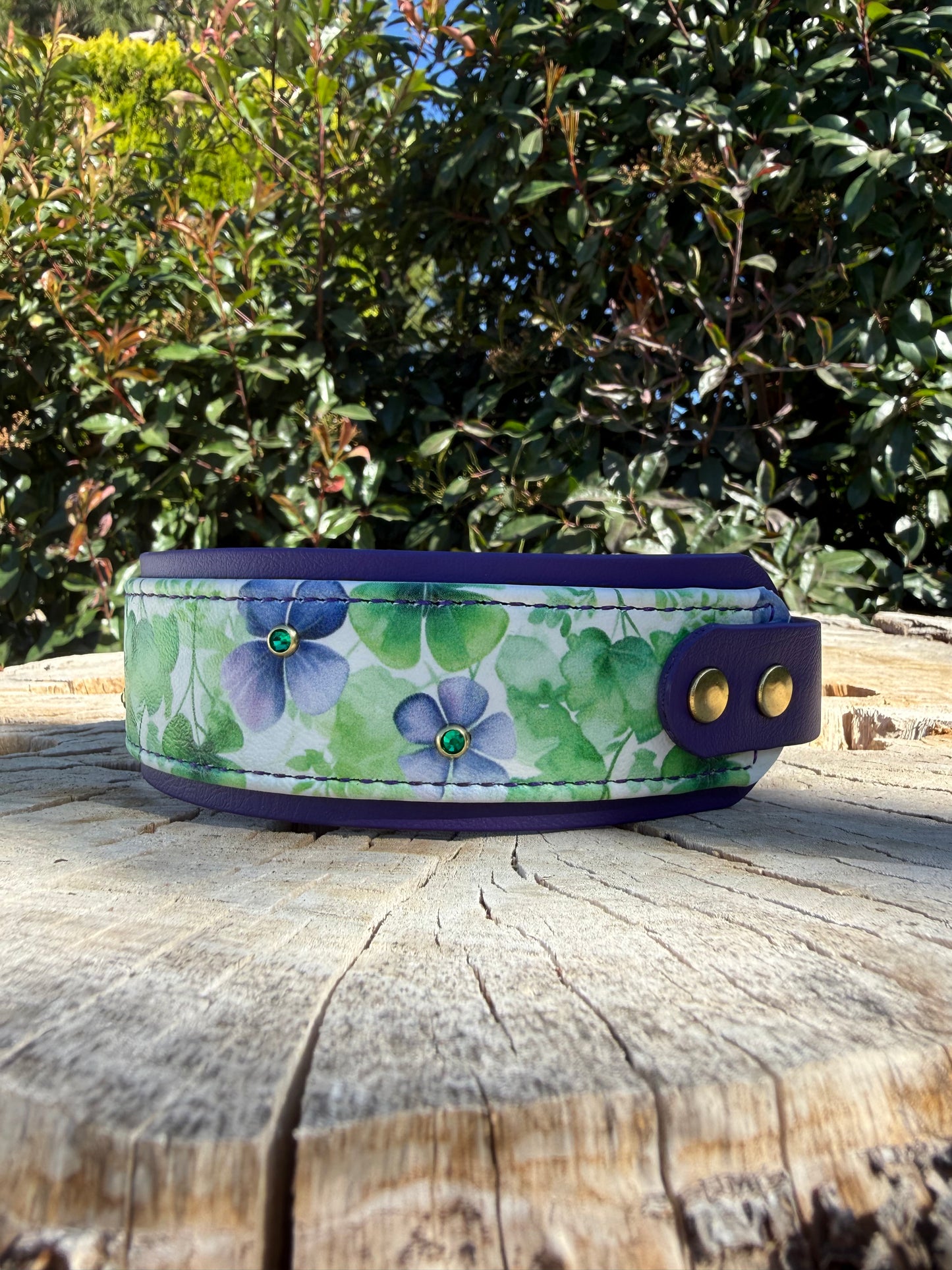 Violet Clover Bloom UV Printed Biothane® Dog Collar