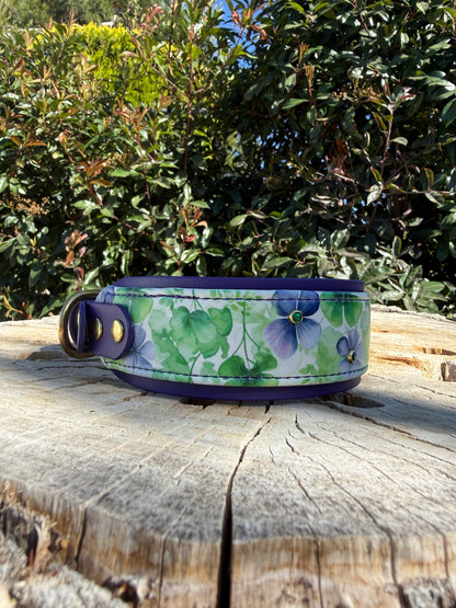 Violet Clover Bloom UV Printed Biothane® Dog Collar