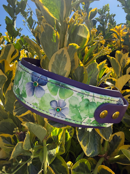 Violet Clover Bloom UV Printed Biothane® Dog Collar